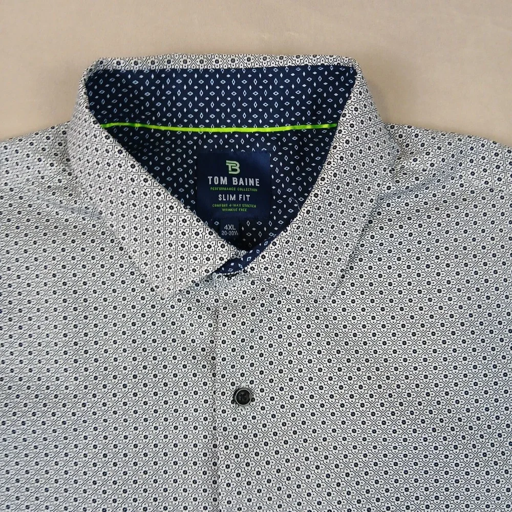 Tom‎ Baine 4XL 20-20.5 Mens Shirt Performance 4 Way Stretch Flip Cuff Geometric